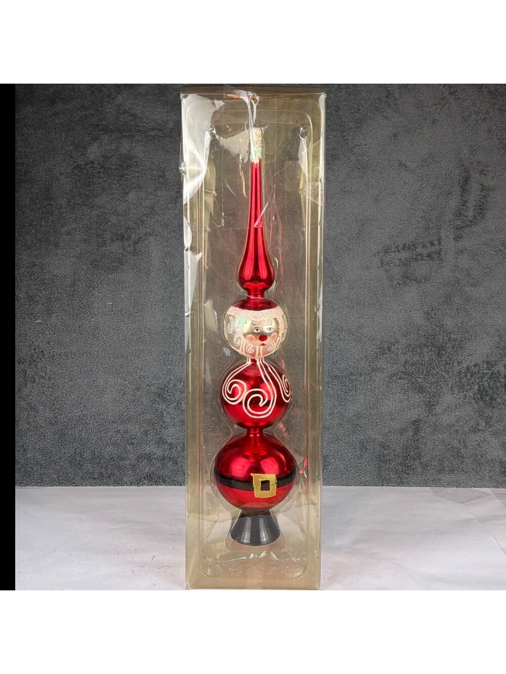 Vintage Red Glass Santa Claus 16 inch Christmas Tree Topper Ornament